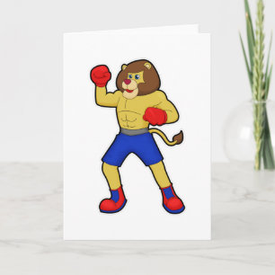 Lion at Boxing with Boxing gloves Card