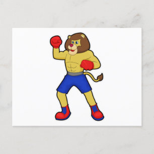 Lion at Boxing with Boxing gloves Postcard