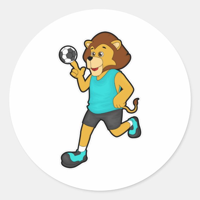 Lion at Handball player with Handball Classic Round Sticker (Front)