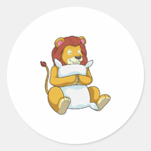 Lion at Sleeping with Pillow Classic Round Sticker