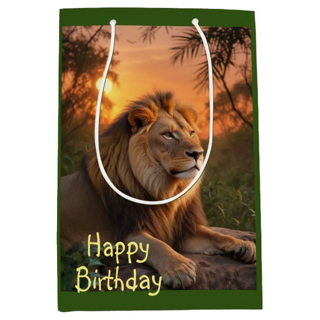 Lion at Sunset Medium Gift Bag (Front)