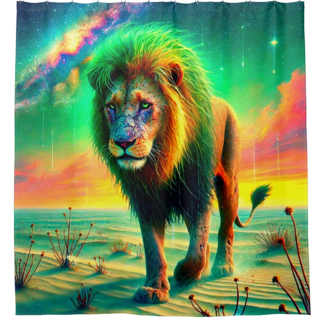 Lion at Sunset Shower Curtain (Front)