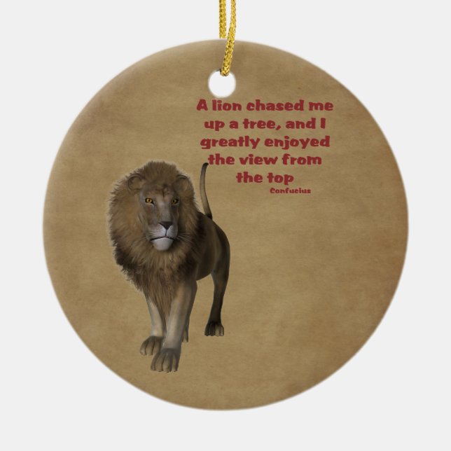 Lion Attitude Motivational Quote Ornament (Front)