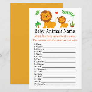 Lion Baby Animals Name Game