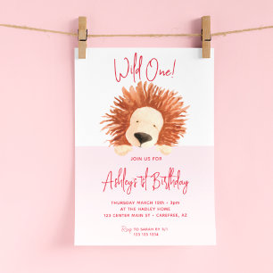 Lion Baby Birthday 1st Birthday Invitation