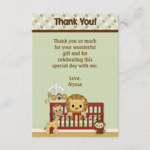 LION Baby Jungle Pals Thank You 3.5"x5"FLAT JPN-L Card