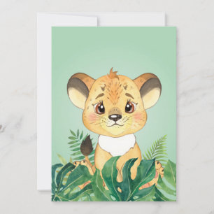 Lion Baby Lion And Leaf Thank You Card