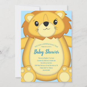 Lion Baby Shower Blue Invitation