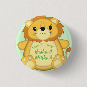 Lion Baby Shower Green 3 Cm Round Badge