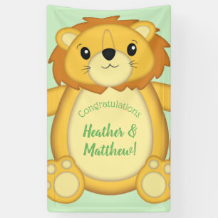 Lion Baby Shower Green Banner