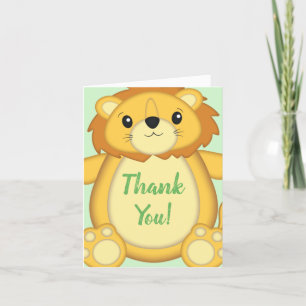 Lion Baby Shower Green Thank You Card