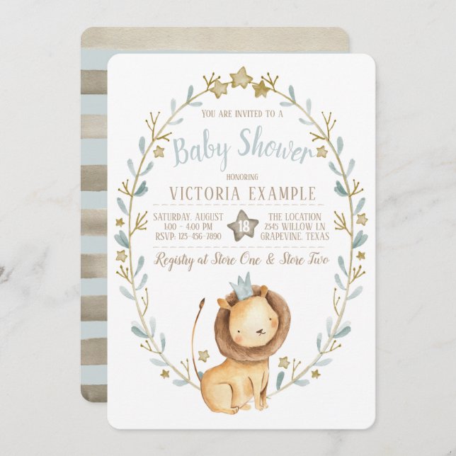 Lion Baby Shower Invitations (Front/Back)