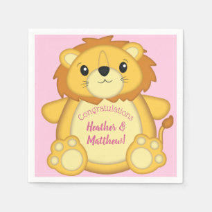 Lion Baby Shower Pink Napkin