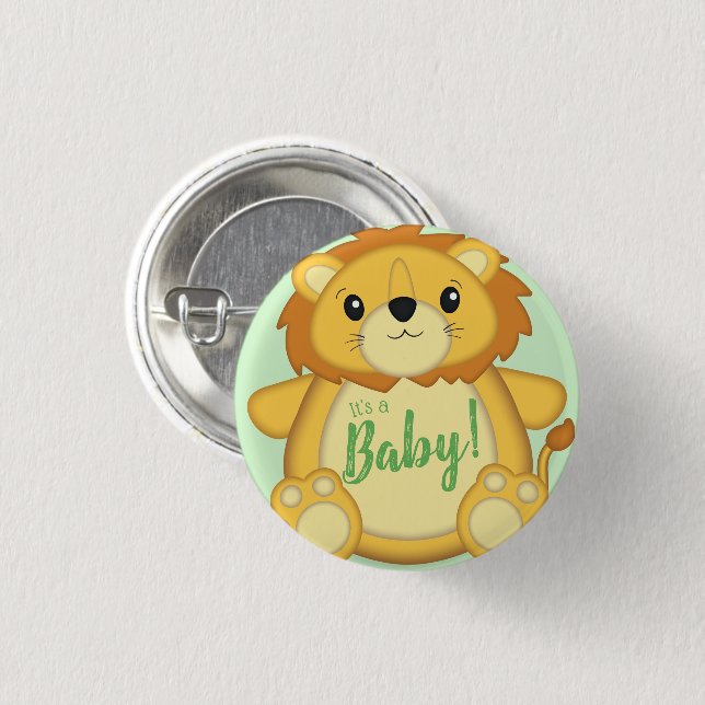 Lion Baby Shower Safari 3 Cm Round Badge (Front & Back)