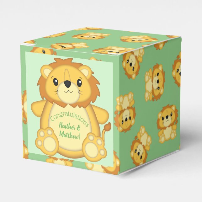 Lion Baby Shower Safari Favour Box (Front Side)
