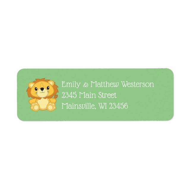 Lion Baby Shower Safari Return Address Label (Front)