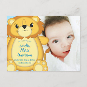 Lion Baby Shower Zoo Circus Blue Boy Postcard