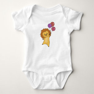 Lion Balloons Flies Upward Cute Animals For Babies Baby Bodysuit