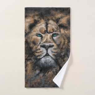 Lion Bath Towel Set Modern Painting Design