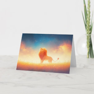 Lion Bathed in Sunset Embrace Card