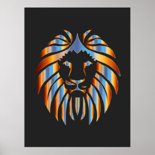 Lion, Big Cat, chromatic design, Poster