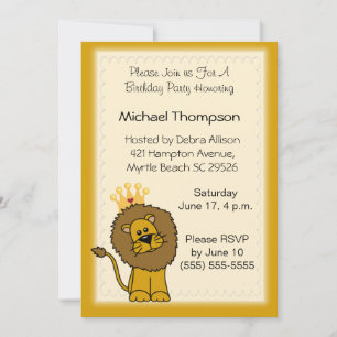 Lion Birthday Invitations