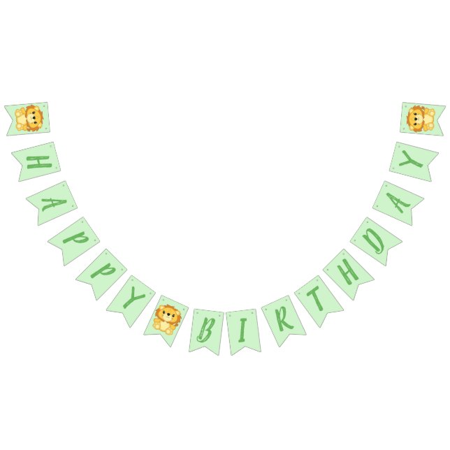 Lion Birthday Party Green Bunting (All)