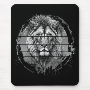 Lion Black And White Mouse Pad
