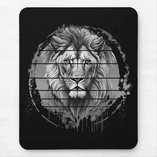 Lion Black And White Mouse Pad (Front)