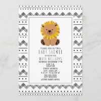 Lion Black And White Pattern Baby Shower