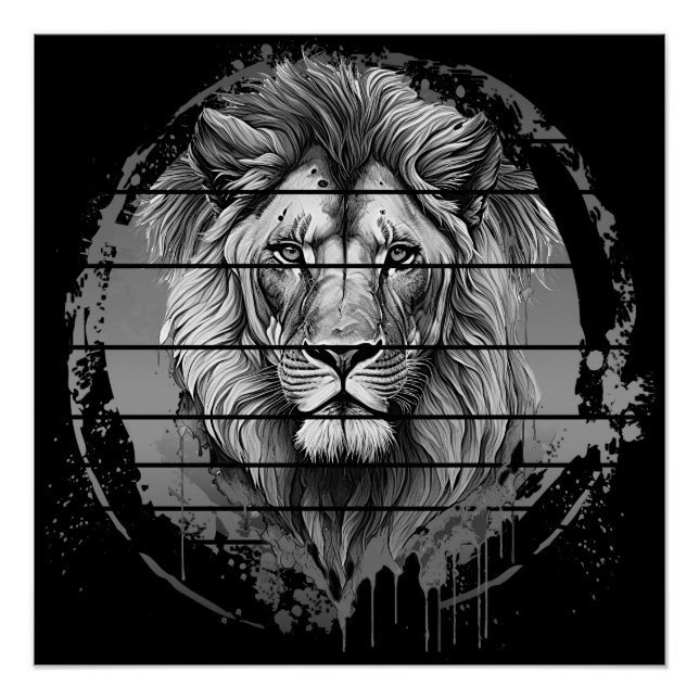 Lion Black And White Poster (Front)