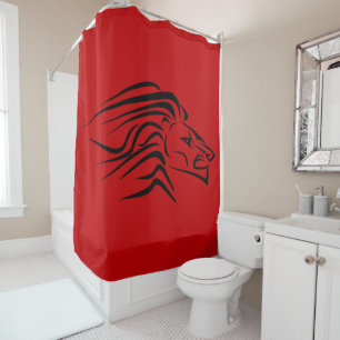 Lion - Black & Red Shower Curtain