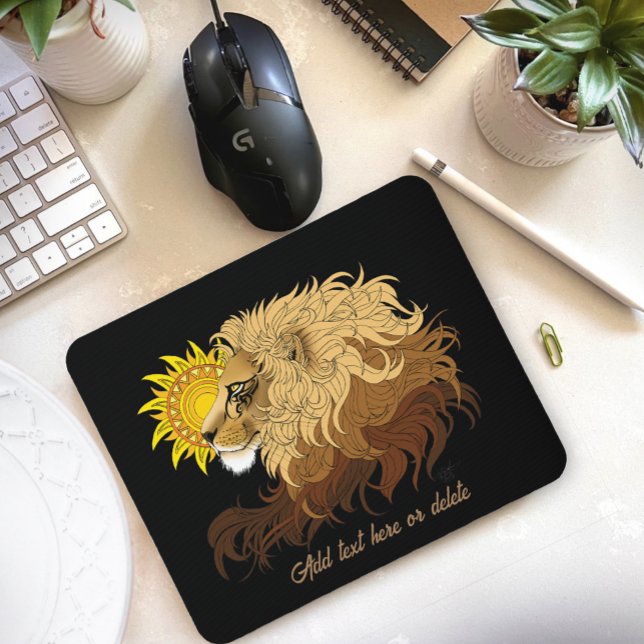 Lion black Yellow Mandala Sun Mouse Pad (Creator Uploaded)