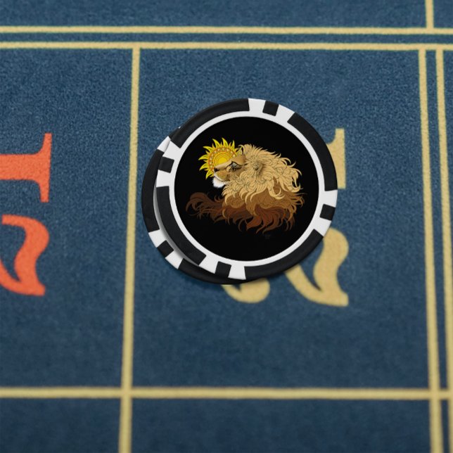 Lion Black Yellow Mandala Sun Poker Chips (Creator Uploaded)