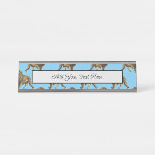 Lion Blue Wild Animals Zoo King African Safari Desk Name Plate