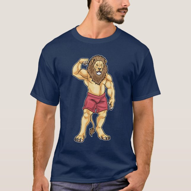 Lion Bodybuilder Bodybuilding T-Shirt (Front)