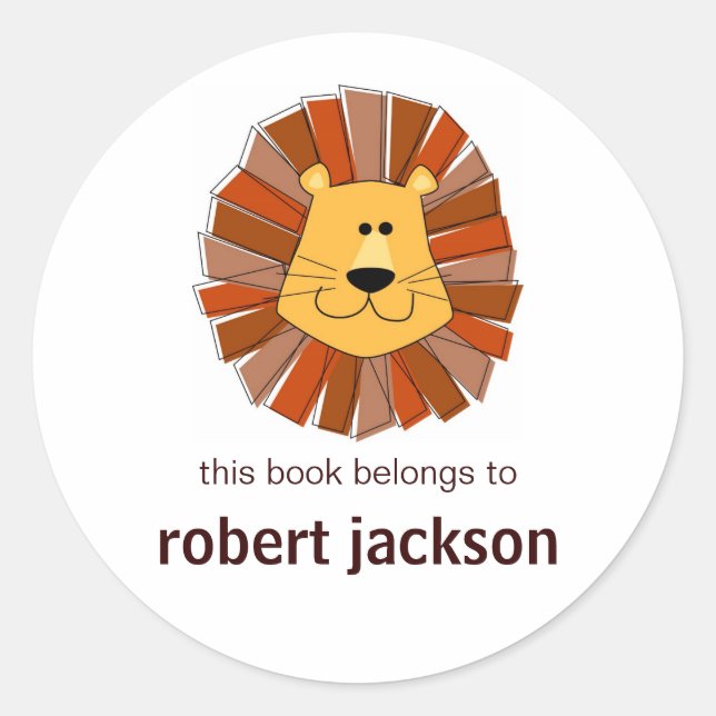 Lion Bookplates Classic Round Sticker (Front)