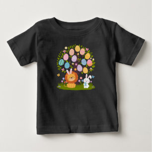 Lion Bunny Easter Cute Tree Hunting Eggs Baby T-Shirt