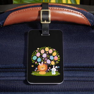 Lion Bunny Easter Cute Tree Hunting Eggs Luggage Tag