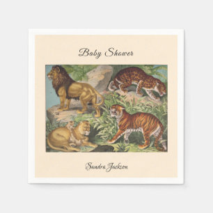Lion cat jungle Gender neutral Baby Shower by Mail Napkin