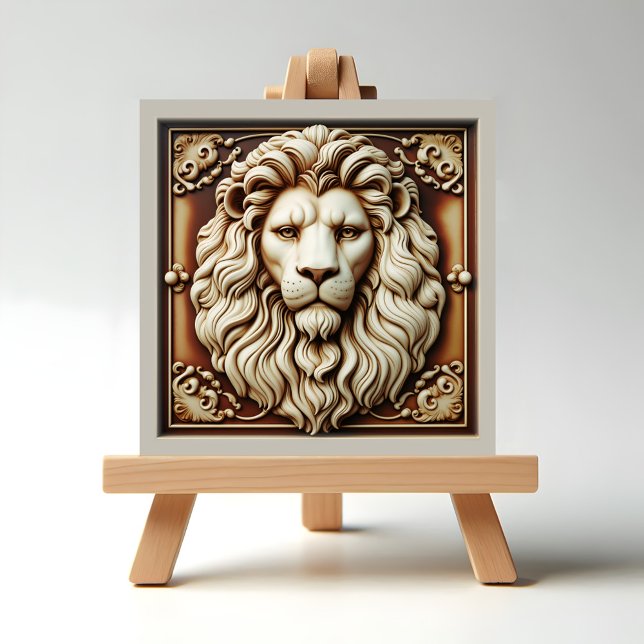 Lion Ceramic Tile (Lion Ceramic tile on easel display)