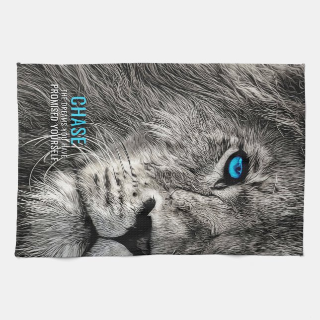 Lion Chase Your Dreams Tea Towel (Horizontal)