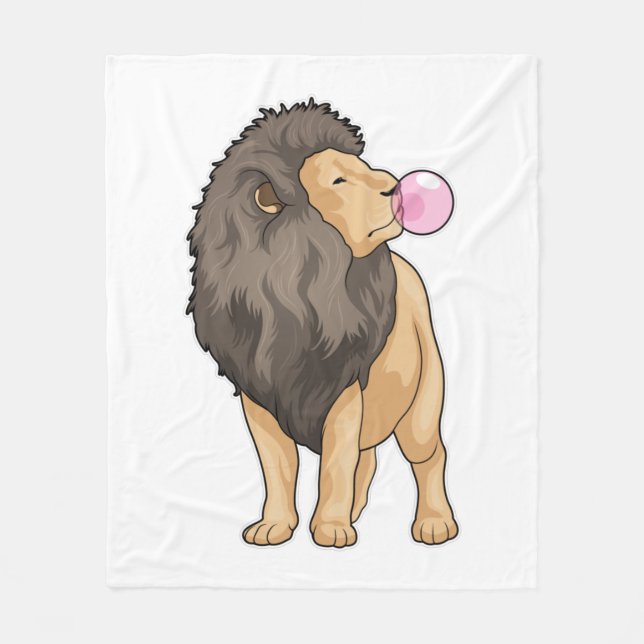 Lion Chewing gum Fleece Blanket (Front)