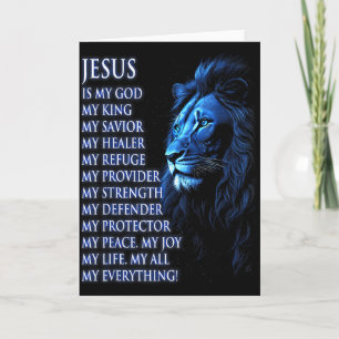 Lion Christian Jesus Is My King, God, Lord, And Sa Card