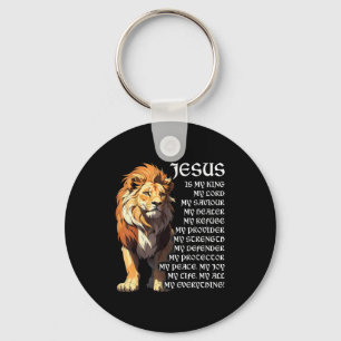 Lion Christian Jesus Is My King, God, Lord, And Sa Key Ring