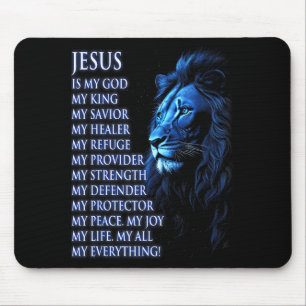 Lion Christian Jesus Is My King, God, Lord, And Sa Mouse Pad