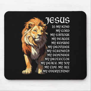 Lion Christian Jesus Is My King, God, Lord, And Sa Mouse Pad