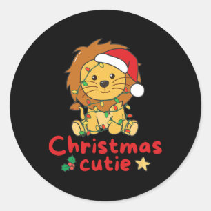 Lion Christmas Cutie Lion Christmas Classic Round Sticker