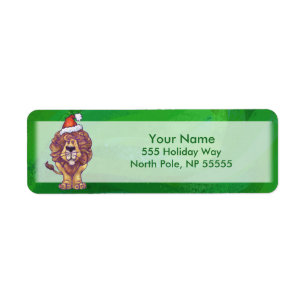 Lion Christmas On Green Return Address Label