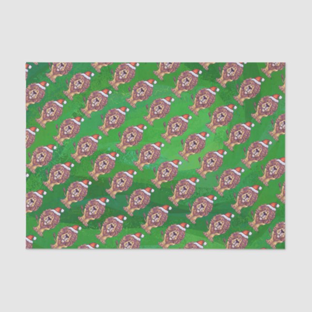 Lion Christmas On Green Tissue Paper (Front)